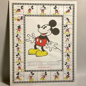 Vintage 1970s Disney Classic Pose MICKEY MOUSE Large Poster 20” X16” Made In USA